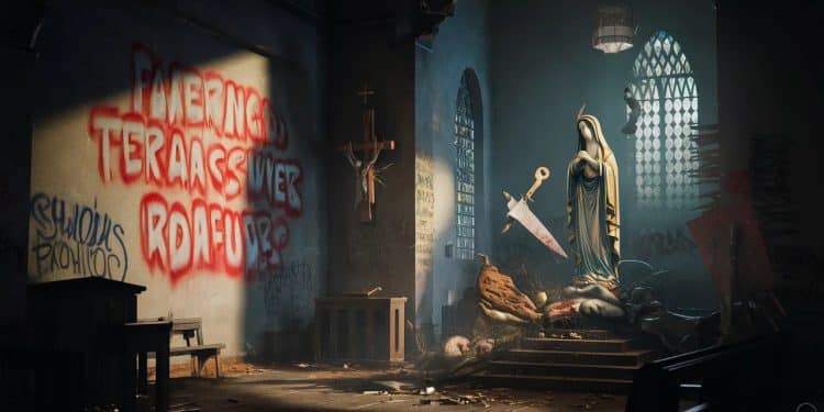 Une église du 14e arrondissement de Paris a été vandalisée avec des tags anti chrétiens et une statue de la Vierge Marie poignardée Un acte choquant qui soulève des questions   Viral Mag