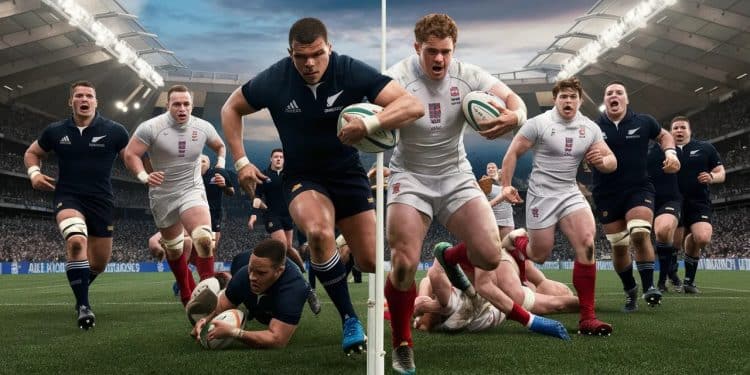 Les All Blacks Triomphent à Eden Park Face à l’Angleterre - Viral Mag Dans un match haletant à Auckland la Nouvelle Zélande réussit à renverser le XV de la Rose et soffre une victoire in extremis grâce à lentrée décisive de Beauden Barrett Viral Mag