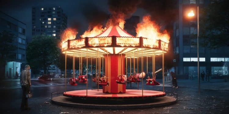 Manège Anti-Dealers Incendié à Villeurbanne : Le Bruit Fait Polémique - Viral Mag À Villeurbanne un manège installé pour éloigner les dealers a été incendié après avoir été bloqué suite aux plaintes des riverains pour nuisances sonores Retour sur cette initiative controversée Viral Mag