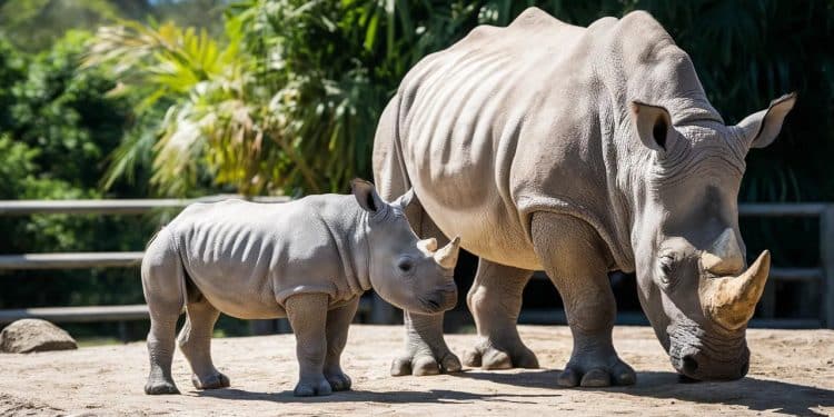 Le zoo de Montpellier célèbre la naissance inédite dun rhinocéros blanc une espèce en voie dextinction Découvrez les détails de cet heureux événement   Viral Mag