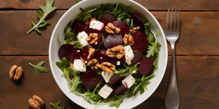 Découvrez notre salade de betteraves onctueuse avec fromage de chèvre crémeux et vinaigrette balsamique Une explosion de saveurs et de couleurs pour ravir vos papilles    Viral Mag