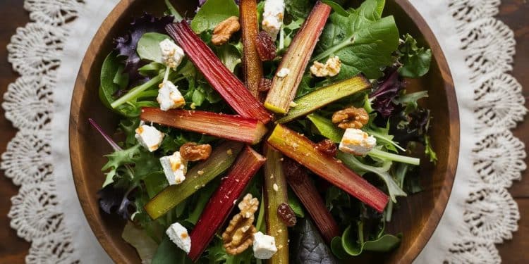 Découvrez notre recette facile et délicieuse de salade de rhubarbe rôtie Un mélange sucré salé parfait pour lété prêt en moins de 30 minutes    Viral Mag