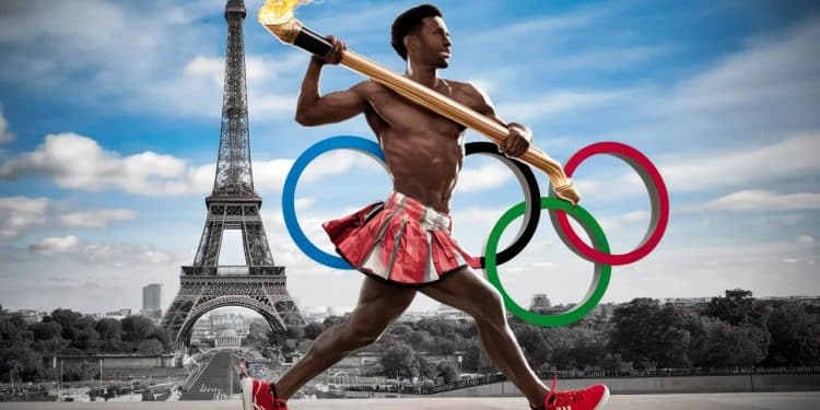Sasha Zhoya Fera Sensation en Défilant en Jupe à Paris 2024 - Viral Mag Lathlète français Sasha Zhoya a obtenu lautorisation exceptionnelle de porter une jupe lors de la cérémonie douverture des JO de Paris 2024 brisant ainsi les codes vestimentaires Viral Mag