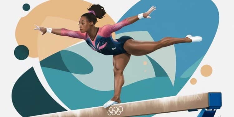 La star américaine de la gymnastique Simone Biles réalise un passage magnifique à la poutre avec les États Unis lors de lépreuve par équipes des JO de Paris 2024   Viral Mag