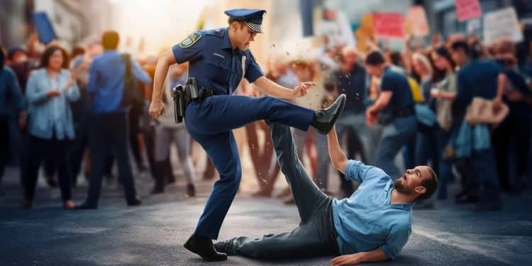 Une Violente Arrestation Suscite l’Indignation au Royaume-Uni - Viral Mag La diffusion dune vidéo montrant un policier frappant violemment un homme lors dune arrestation provoque lémoi Une enquête est ouverte   Viral Mag