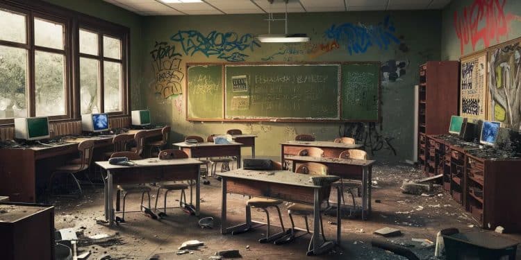 Vandalisme Choquant dans une École de Montpellier - Viral Mag Une école élémentaire à Montpellier saccagée par des vandales mobilier dégradé ordinateurs détruits aquarium souillé Un acte gratuit et incompréhensible Viral Mag