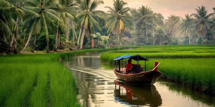 Plongez dans lauthenticité du delta du Mékong grenier à riz de lAsie du Sud Est Découvrez ses paysages bucoliques parsemés de canaux pour un voyage inoubliable au Vietnam   Viral Mag