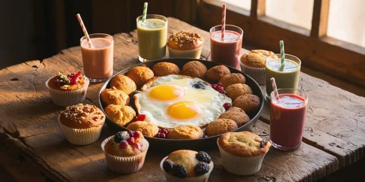 Découvrez plus de 20 recettes de petit déjeuner riches en protéines que vous voudrez préparer encore et encore Des muffins aux pêches aux bols de haricots noirs il y en a pour tous les goûts    Viral Mag