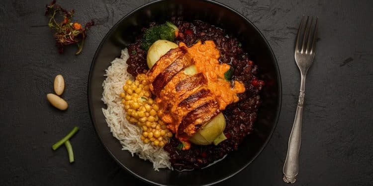 Bol de grain Buffalo Chou-fleur : fibre et saveurs explosives ! - Viral Mag Un bol végétarien original savoureux et riche en fibres le chou fleur façon Buffalo wings sur riz brun Découvrez cette recette healthy et gourmande Viral Mag