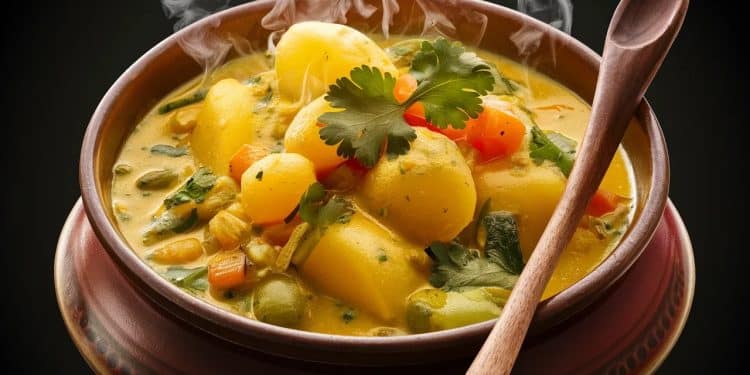 Curry de pommes de terre réconfortant : une recette en un pot ! - Viral Mag Découvrez notre délicieuse recette de curry de pommes de terre en un pot un plat végétarien sain et réconfortant à base de lait de coco dépices et de légumes frais   Viral Mag