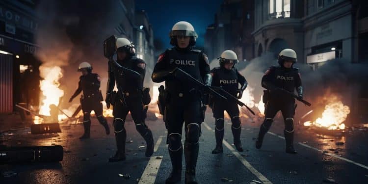 Émeutes au Royaume-Uni : Le Gouvernement Déploie les Grands Moyens - Viral Mag Face aux violentes émeutes qui secouent le pays le gouvernement britannique annonce des mesures exceptionnelles pour rétablir lordre Policiers spécialisés et places de prison supplémentaires sont mobilisés Viral Mag