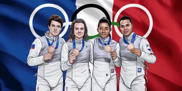 La France remporte le bronze en fleuret par équipes aux JO - Viral Mag Les fleurettistes français ont décroché le bronze olympique en dominant les États Unis 45 32 au Grand Palais Une belle revanche pour lescrime tricolore   Viral Mag