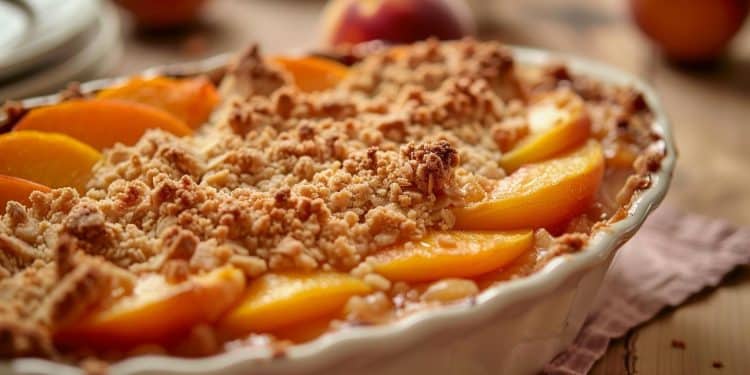 Découvrez la recette ultra facile et délicieuse du crumble aux pêches light en sucre de Katie Lee Biegel Un dessert fruité et croustillant    Viral Mag