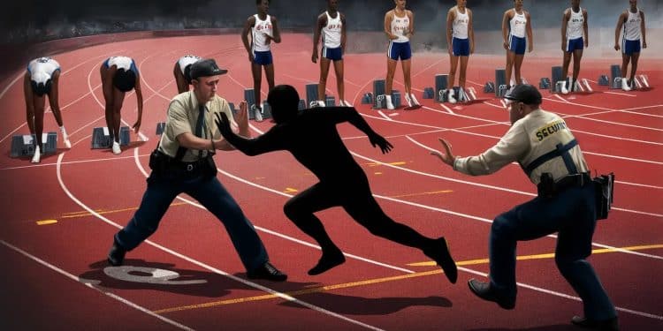 Le 100m Olympique Retardé par un Intrus en Quête de Gloire - Viral Mag La finale du 100m masculin aux Jeux Olympiques de Paris a été marquée par un incident inattendu Découvrez pourquoi le départ a été retardé Viral Mag