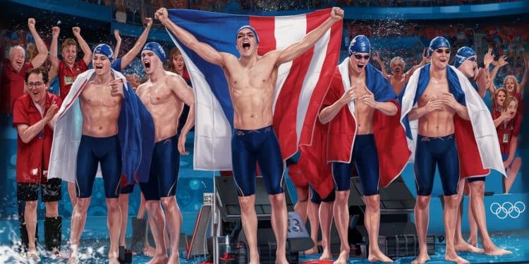 Cest une qualification en beauté pour Léon Marchand et les Bleus en finale du relais 4x100m 4 nages aux JO de Paris 2024  Découvrez leur incroyable performance   Viral Mag