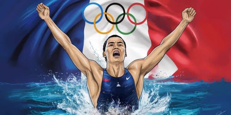 Léon Marchand, le nouveau roi de la natation française - Viral Mag Léon Marchand enflamme les Jeux Olympiques de Paris 2024 avec 3 médailles dor et des performances historiques Retour sur son parcours exceptionnel   Viral Mag