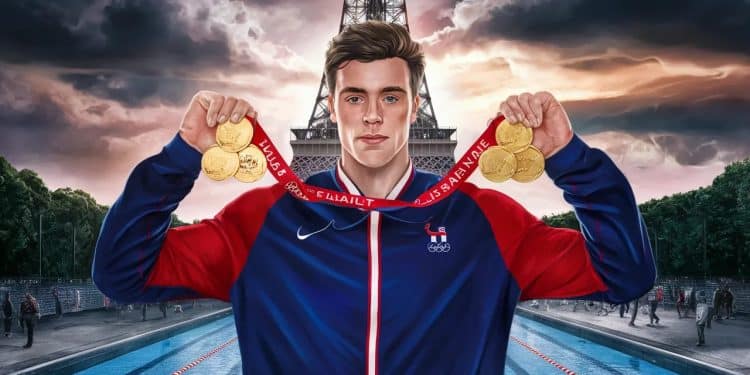 Léon Marchand, superstar française de la natation - Viral Mag Léon Marchand nageur prodige français a ébloui aux JO de Paris 2024 en remportant quatre médailles dor Retour sur ses exploits Viral Mag