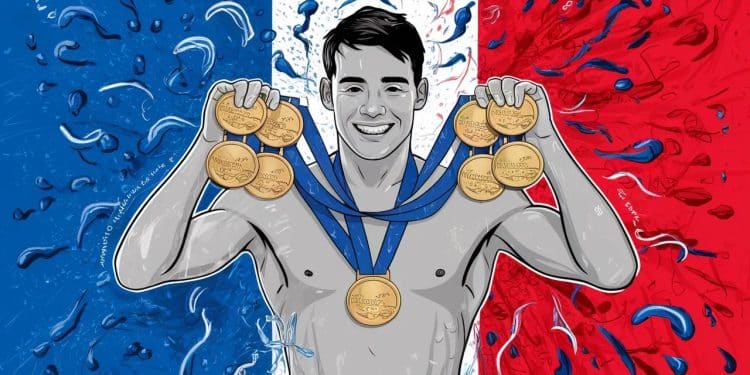 Léon Marchand la nouvelle sensation de la natation française revient des Jeux Olympiques de Paris 2024 avec un incroyable palmarès de 5 médailles dont 4 en or Découvrez le parcours exceptionnel de ce jeune prodige   Viral Mag