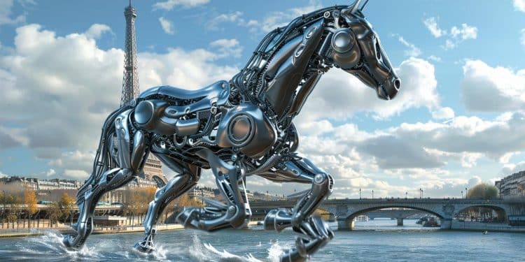 Plongez dans les coulisses de latelier Blam et découvrez le projet Zeus qui a donné vie au cheval mécanique argenté lors de la cérémonie douverture des JO de Paris 2024 Un projet à cheval entre design art et ingénierie   Viral Mag