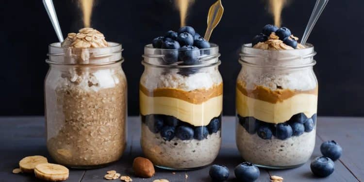 Petits Déjeuners Sains et Gourmands pour Démarrer la Journée du Bon Pied - Viral Mag Découvrez notre recette de flocons davoine protéinés au beurre de cacahuète banane et myrtilles pour un petit déjeuner sain et énergisant Préparez le la veille pour gagner du temps le matin    Viral Mag