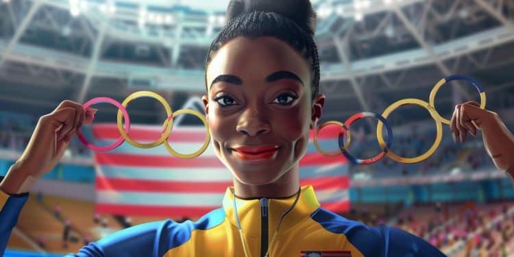Simone Biles, Reine Olympique Couronnée à Paris 2024 - Viral Mag Simone Biles triomphe à nouveau aux JO de Paris 2024 remportant lor au concours général de gymnastique Retour sur la performance phénoménale de la superstar américaine Viral Mag