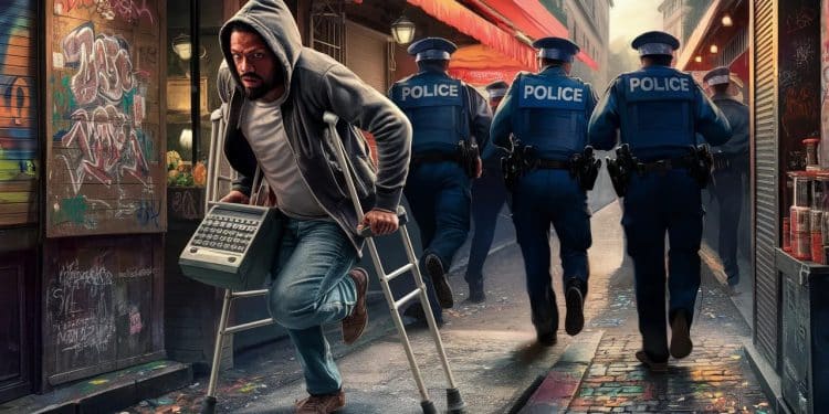 Un voleur en béquilles arrêté par la police à Marseille - Viral Mag Malgré son handicap ce récidiviste agresse une commerçante pour son collier et tente de senfuir avec la caisse 18 mois ferme prononcés Viral Mag