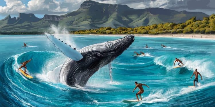 Lors des Jeux Olympiques de surf à Teahupoo une baleine à bosse a offert un spectacle inoubliable aux athlètes et spectateurs présents   Viral Mag