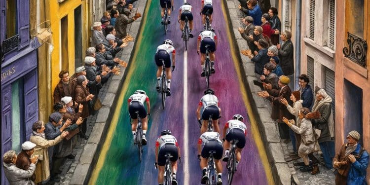 Une photo de cyclisme aux JO immortalise Montmartre façon Monet - Viral Mag Lors de la course cycliste olympique de Paris 2024 une photo captée dans les rues de Montmartre rappelle étonnamment une célèbre peinture de Claude Monet Découvrez cette fascinante similitude artistique   Viral Mag