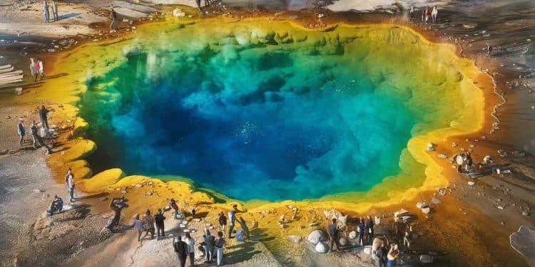 Découvrez comment la fameuse source deau chaude Morning Glory Pool a vu sa couleur altérée au fil des années à cause du surtourisme   Viral Mag