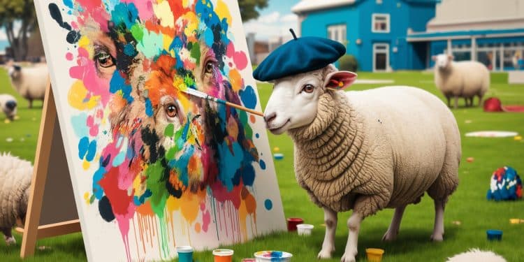Baanksy, le mouton artiste qui prend la relève de Pigcasso - Viral Mag Après Pigcasso le cochon peintre découvrez Baanksy un mouton sud africain qui crée des œuvres dart étonnantes Viral Mag