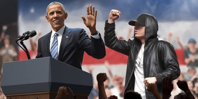 Barack Obama rappe Eminem lors du meeting de Kamala Harris - Viral Mag À Détroit Barack Obama et Eminem ont soutenu Kamala Harris lors de son meeting Lex président sest même essayé au rap Viral Mag