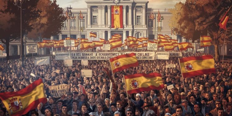 Des dizaines de milliers de manifestants anti-gouvernement à Madrid - Viral Mag Une manifestation massive rassemble lopposition de droite à Madrid pour exiger la démission du Premier ministre Sanchez et des élections anticipées Viral Mag