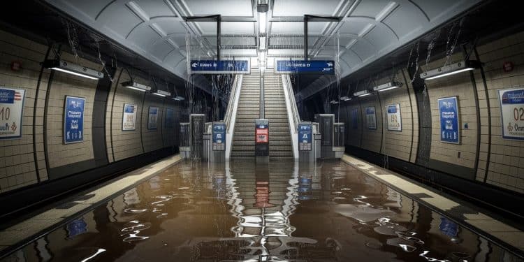 La station de métro Porte de Clichy de la ligne 14 à Paris complètement inondée suite à des pluies diluviennes lundi soir Découvrez les images impressionnantes et les répercussions sur le trafic   Viral Mag