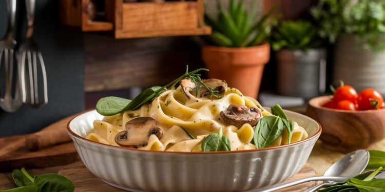 Découvrez une recette express de pâtes crémeuses au Boursin épinards et champignons Un délice crémeux sain et garni de légumes pour un repas complet en un clin dœil    Viral Mag