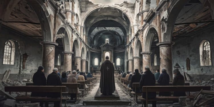 Le père Igor et ses derniers fidèles à Vovtchansk en Ukraine - Viral Mag Malgré la destruction de leur ville rasée par les bombardements le père Igor et une poignée de fidèles gardent la foi à Vovtchansk   Viral Mag