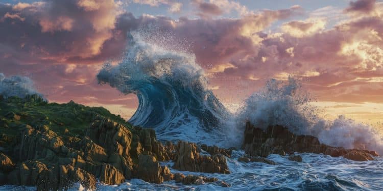 Découvrez le spectacle à couper le souffle des grandes marées un phénomène naturel aussi beau que dangereux Plongez dans lexpérience unique des vagues puissantes sécrasant sur la côte   Viral Mag
