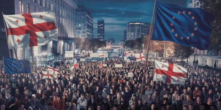 Des dizaines de milliers de Géorgiens manifestent pour soutenir ladhésion à lUE à une semaine délections cruciales pour lavenir du pays   Viral Mag
