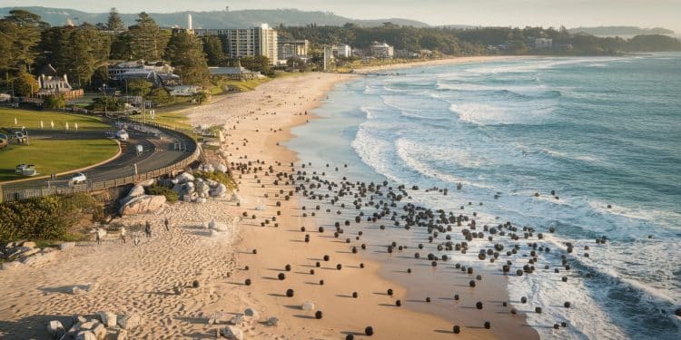 Des centaines de boules noires toxiques séchouent sur les plages de Sydney forçant leur fermeture Les autorités mènent lenquête   Viral Mag