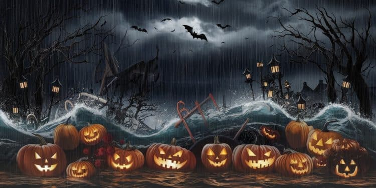 Tempête et Inondations : La France en Alerte pour Halloween - Viral Mag Alors que la France se prépare pour Halloween une tempête dévastatrice menace le pays Pluies diluviennes vents violents et risques dinondations sont prévus Prudence et vigilance sont de mise pour cette fête très attendue   Viral Mag