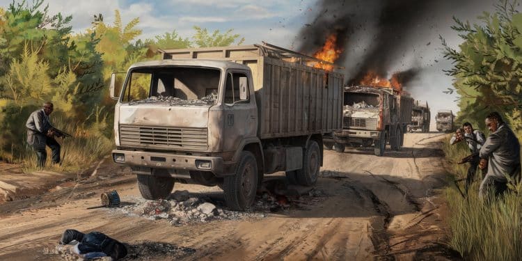 Attaques jihadistes sur les routes nigériennes du Burkina Faso - Viral Mag Les transporteurs nigériens dénoncent une recrudescence dattaques jihadistes sur les routes vers le Burkina Faso suite à la fermeture de la frontière avec le Bénin Viral Mag
