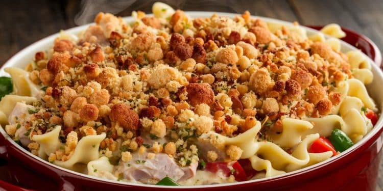 Casserole de nouilles au poulet crémeuse : Le réconfort à portée de main - Viral Mag Découvrez notre délicieuse recette de casserole de nouilles au poulet rôti un plat familial réconfortant et facile à préparer Parfait pour les soirées occupées Viral Mag