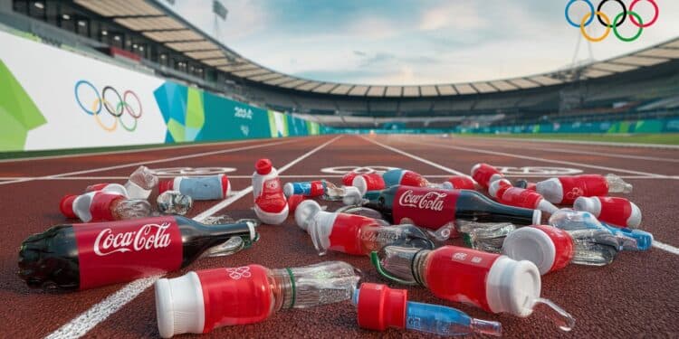 Coca-Cola Poursuivi pour « Greenwashing » aux JO de Paris 2024 - Viral Mag Coca Cola visé par une plainte pour greenwashing aux JO de Paris 2024 lONG FNE dénonce lutilisation trompeuse de bouteilles plastique malgré la promesse zéro déchet Viral Mag