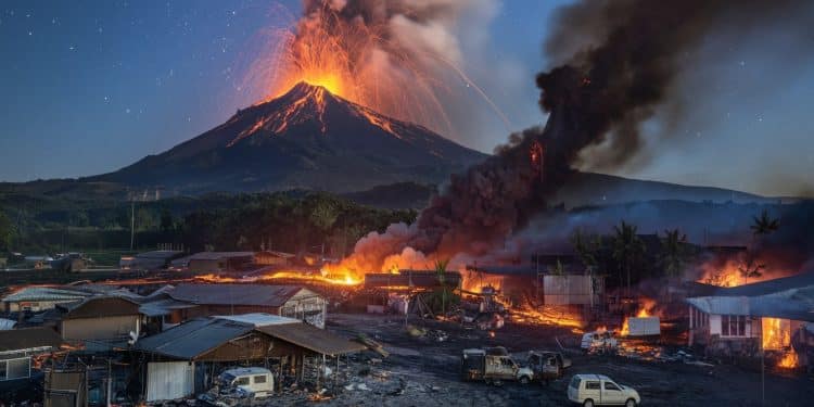 Une éruption volcanique sur lîle de Florès en Indonésie a fait au moins 10 morts dans la nuit de dimanche à lundi La lave et les cendres ont détruit des villages entiers   Viral Mag