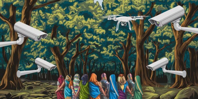 Femmes indiennes harcelées par des technologies de surveillance de la faune - Viral Mag Des appareils photo et drones destinés à surveiller les animaux sont détournés pour intimider des femmes indiennes Leur forêt refuge nest plus un havre de paix Viral Mag