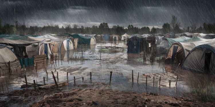 Dans les camps de déplacés de Gaza les averses rendent les conditions de vie encore plus précaires Les tentes sinondent les familles sont démunies face aux intempéries Un hiver horrible sannonce pour des milliers de Palestiniens   Viral Mag