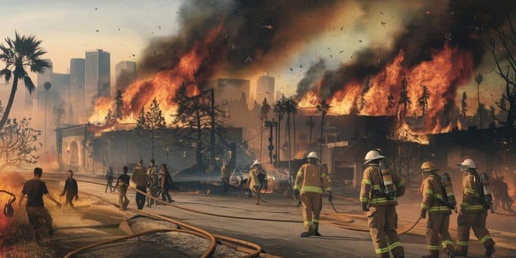 Un gigantesque incendie ravage la région de Los Angeles forçant lévacuation de milliers dhabitants Les flammes attisées par des vents violents ont déjà détruit des dizaines de maisons Les pompiers luttent sans relâche   Viral Mag
