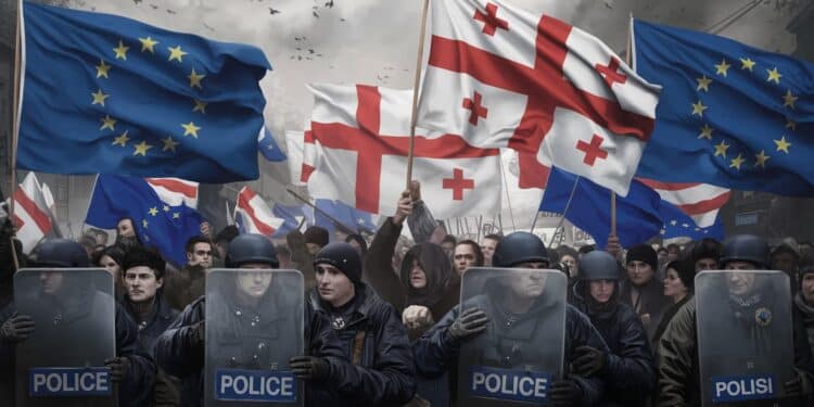 La Géorgie Plonge dans une Crise Post-Électorale Tendue - Viral Mag Nouvelles manifestations en Géorgie contre la suspension de lintégration à lUE Affrontements avec la police Climat tendu et craintes descalade Viral Mag