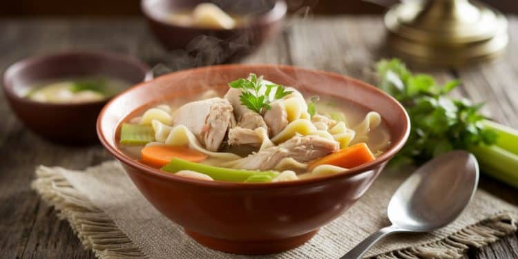 Découvrez la soupe au poulet classique un délice réconfortant qui ravira vos papilles Facile à préparer elle est parfaite pour les jours froids    Viral Mag