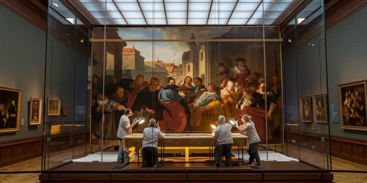 Le Célèbre Tableau « La Ronde De Nuit » De Rembrandt En Restauration - Viral Mag Liconique tableau de Rembrandt La Ronde de nuit est en cours de restauration à Amsterdam Découvrez les coulisses de cette opération délicate et fascinante Viral Mag