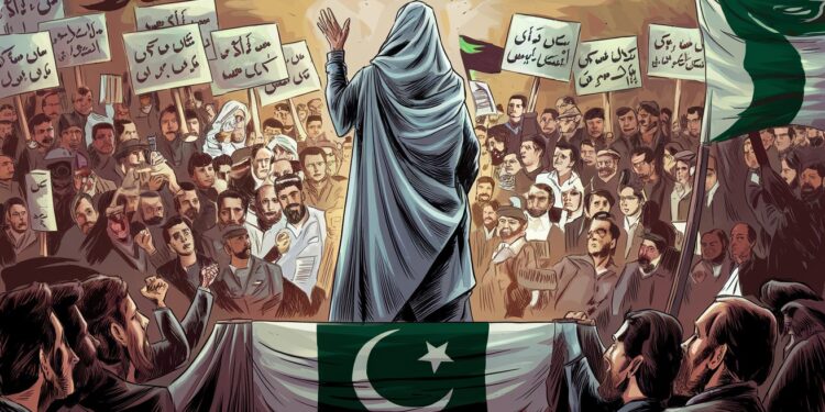 L’Épouse d’Imran Khan, Bushra Bibi, Galvanise et Divise le Pakistan - Viral Mag Bushra Bibi lépouse voilée dImran Khan émerge comme une figure clé au Pakistan Ses appels à manifester divisent le parti PTI de son mari emprisonné   Viral Mag